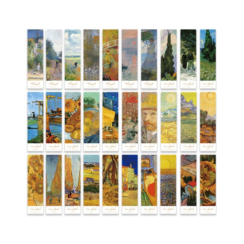 Set de 30 Piezas Marcador de Página para Libro Diseño de Van Gogh y Monet