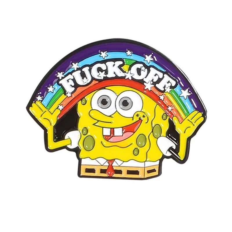 Pin Bob Esponja Fuck Off Arcoiris Serie Dibujos Animados Metálico