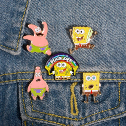 Pin Bob Esponja Fuck Off Arcoiris Serie Dibujos Animados Metálico